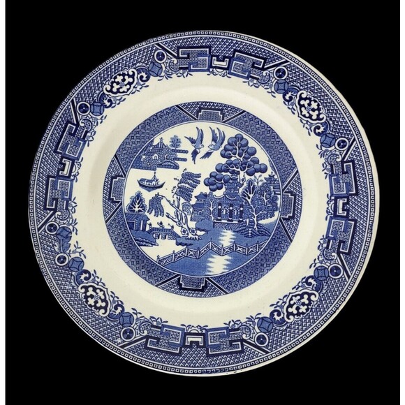 Antique Ridgway Willow North Staffordshire Blue White Plate Lawley England - Picture 3 of 8